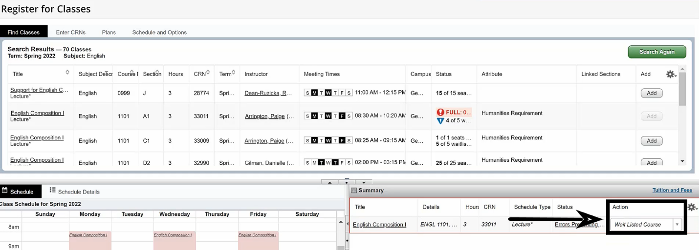 Instructions for Waitlisting Registrar's Office Tech